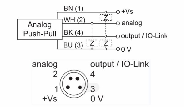 OM30-P0100.HV.TXN 測(cè)距傳感器的接線圖及針角定義圖