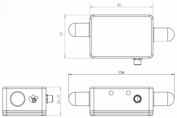 BeanDevice 2.4GHz Inc 傳感器的尺寸圖